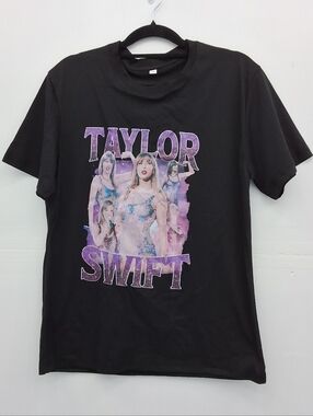 Taylor Swift Women's Graphic T-Shirt | Black Pop Tour Style Fan Shirt, Size M